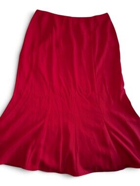 Vintage JW Treci Mermaid Maxi Skirt 18 Red Flute Hem Flare Dark Romance 90s